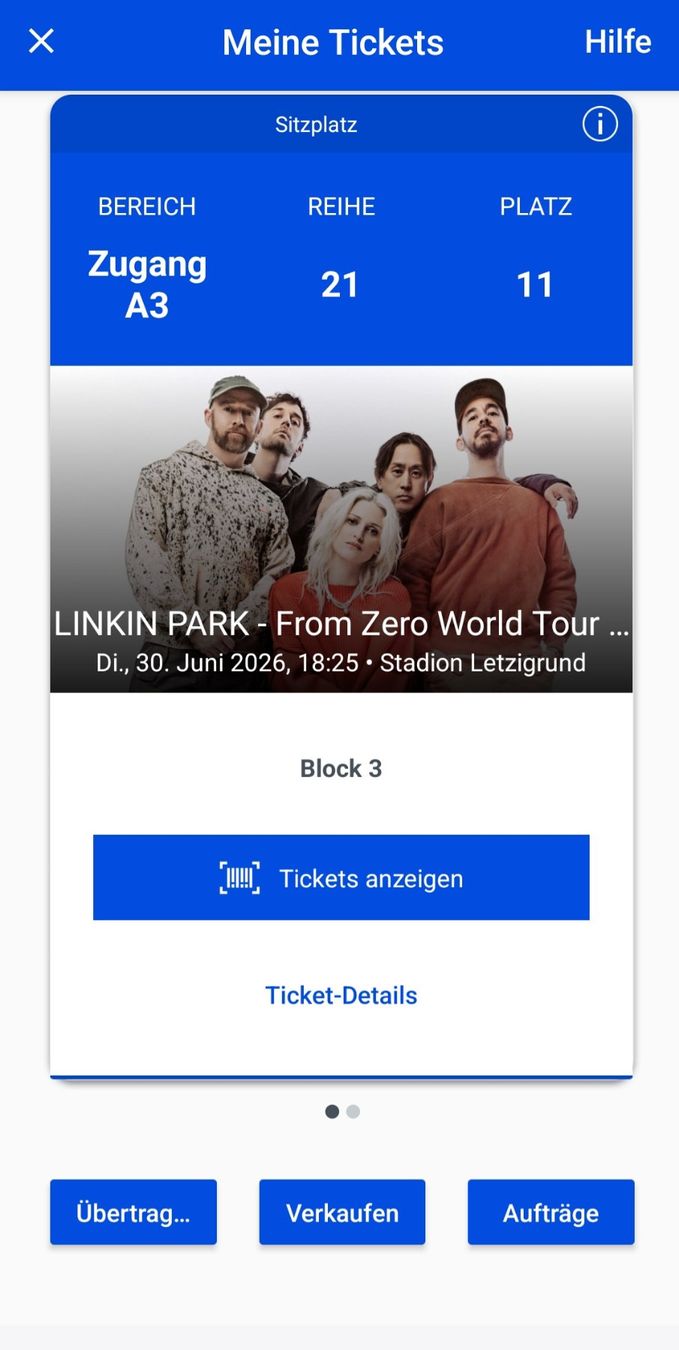 Biglietti: LINKIN PARK - From Zero World Tour: 2 Top Sitzplätze – Nuovo e nell'imballaggio originale da Bülach venduto da mar_lm69 2