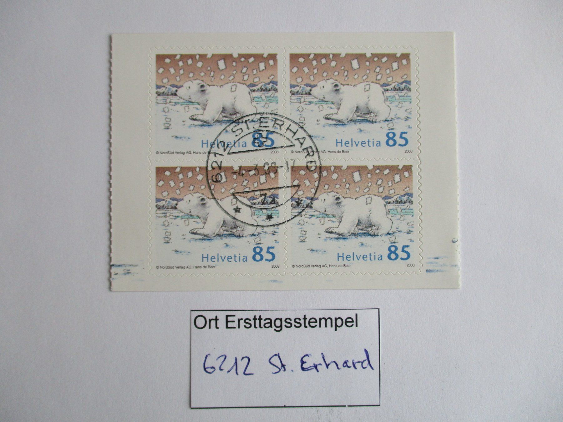 Tous les timbres: Viererblock mit Ort Ersttagsstempel 6212 St. Erhard – D'occasion à Langnau b. Reiden par Aktuell88