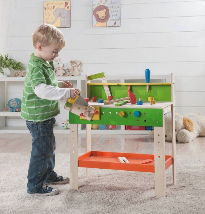 Mamabrum Spielwerkbank XXL Multifunktionale Holz-Werkbank Für Kinder - Inkl. Werkzeuge