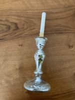 Kerzenhalter aus Glas Bauernsilber mit Blumenbemalung