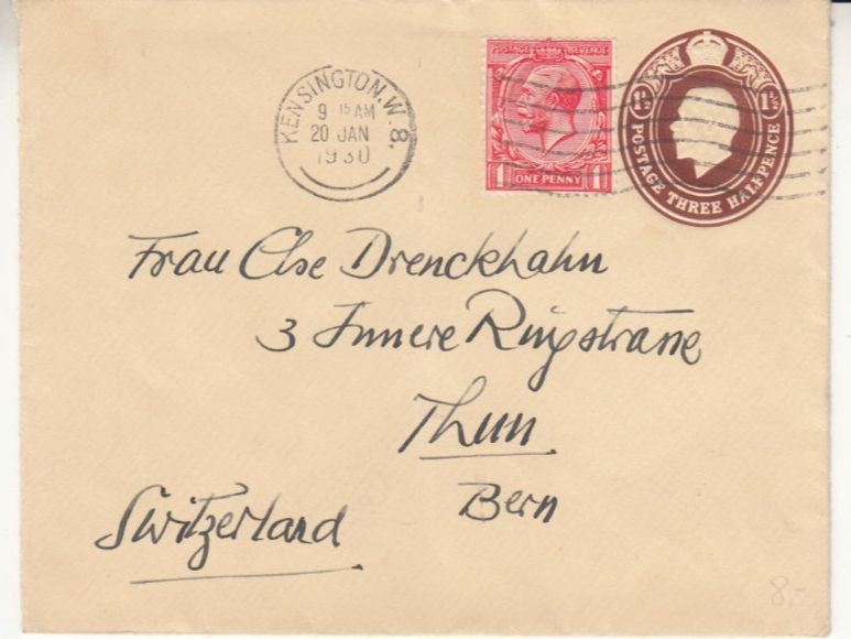 Tutti i francobolli: Brief England - Thun 1930 – Usato da Bürglen TG venduto da StampGraf