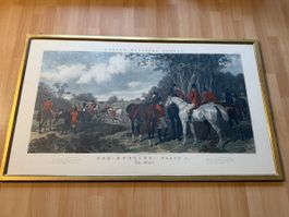 Antike Jagd-Szene, gerahmtes Wandbild, 122x70cm, Top Zustand