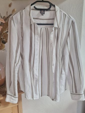 Streifenbluse weiss, 40, Leinen, Manor