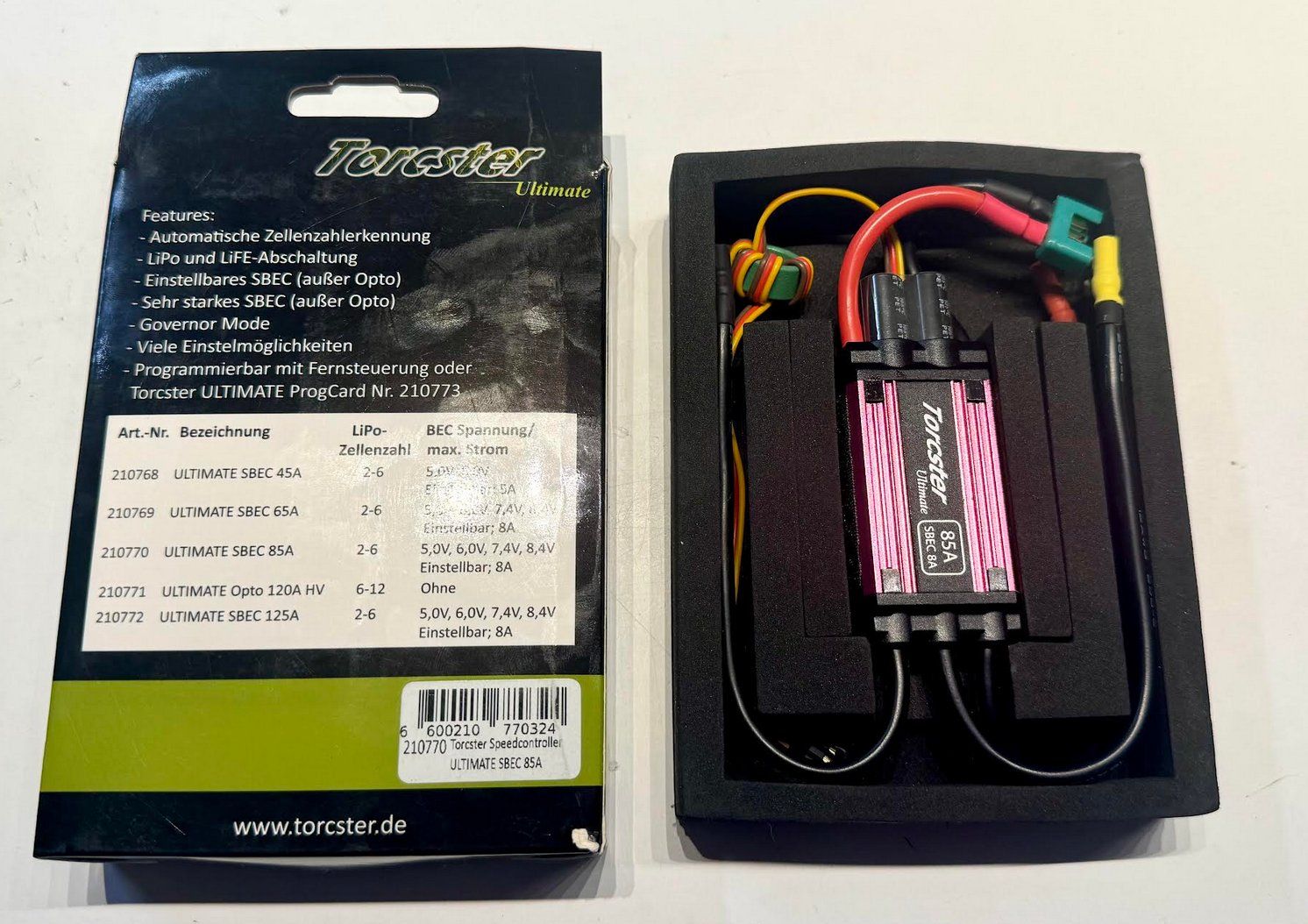 Modellismo RC: Torcster Speed Controller ULTIMATE SBEC 85A ESC – Usato da Lausanne venduto da Techobby