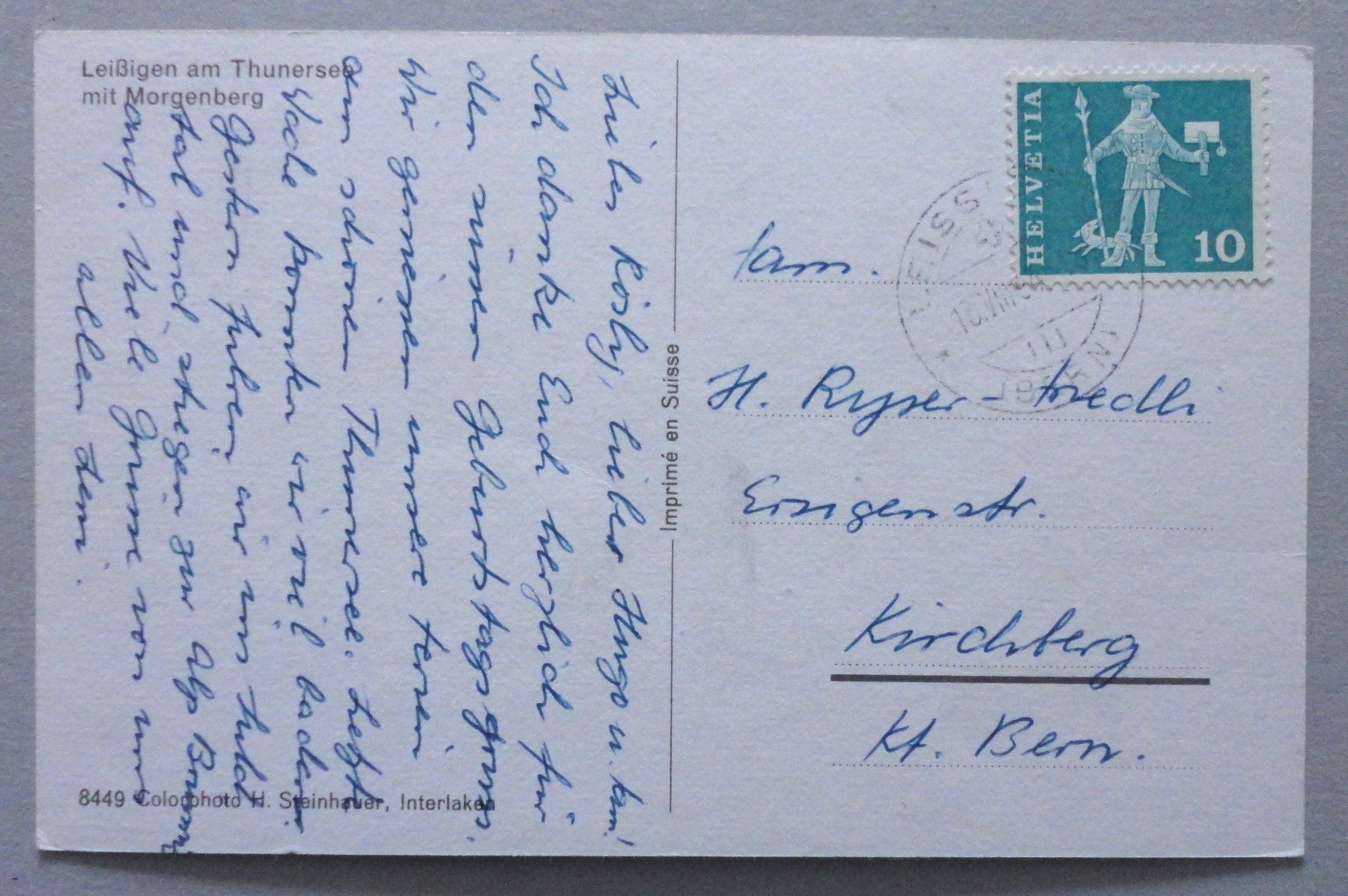 Cartoline postali: Leissigen am Thunersee mit Morgenberg – Usato da Fétigny venduto da Billy2miny 1