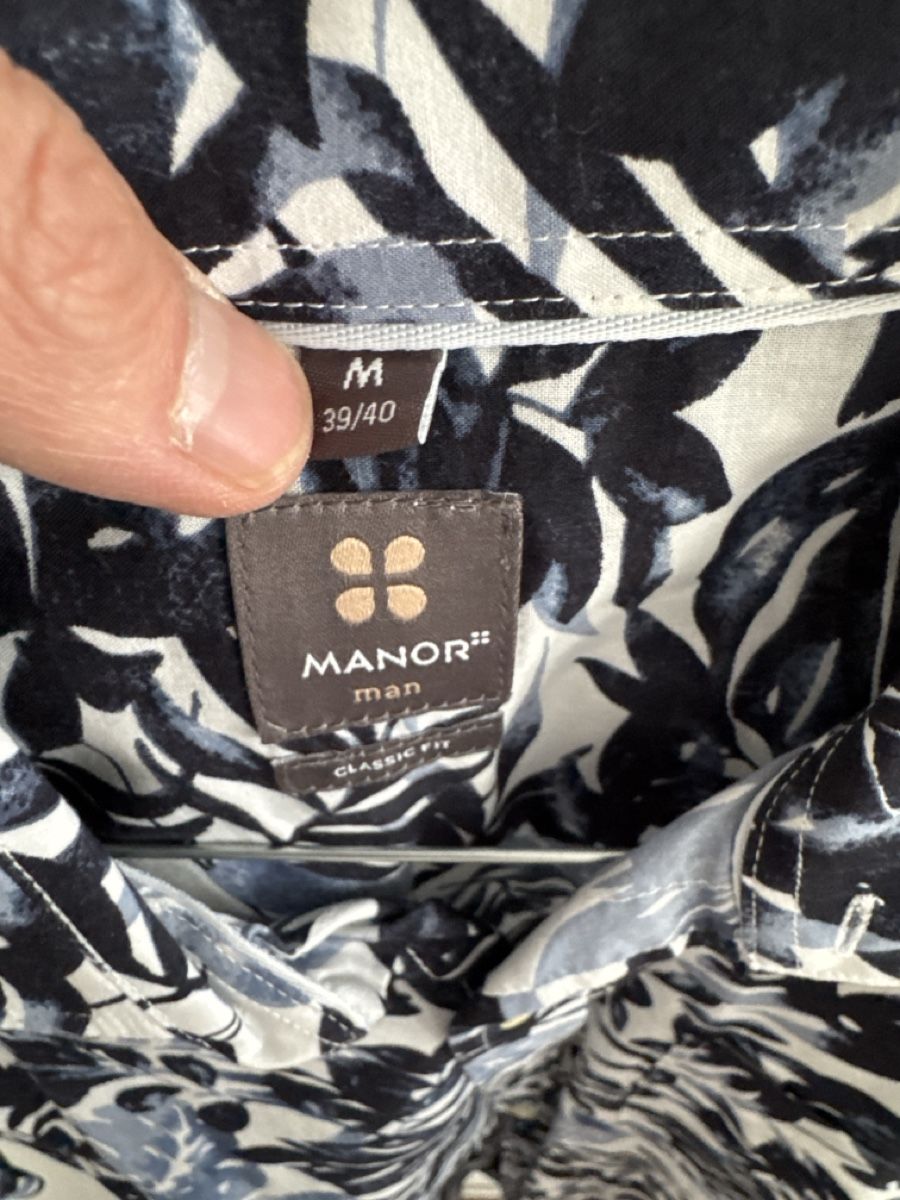 Manor Camicie: Manor Hemd, Grösse M, Blau-Weiss gemustert, Sommerhemd – Nuovo (secondo la descrizione) da Zürich venduto da but_2gsm 1