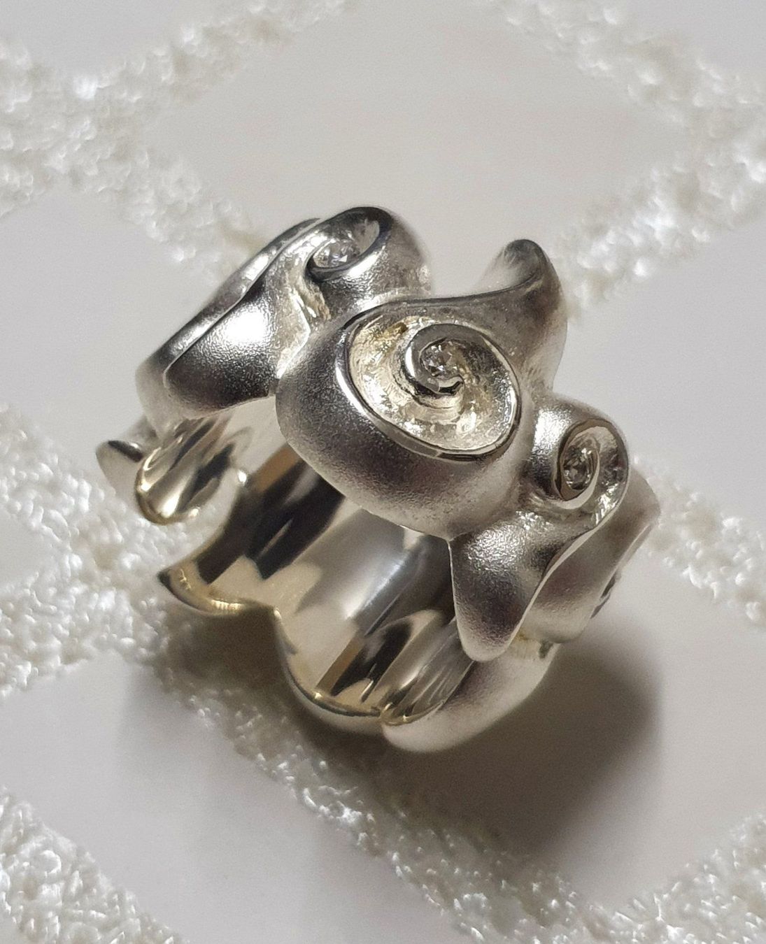 Anelli: Neu: breiter Ring  Gr. 54 / 925 Silber mit 8 Zirkonen – Nuovo (secondo la descrizione) da Muri AG venduto da Edlerweiss 1