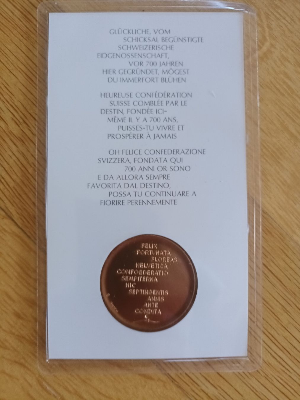 Tutti le monete: Bronze Medaille 700 Jahre Eidgenossenschaft – Nuovo e nell'imballaggio originale da kriens venduto da ole-norge 1
