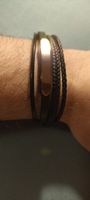 Stilvolles Herren Armband - Schwarzes Leder- Ausgezeichnet