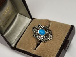 Vintage Silber Ring mit Türkis Stein, Grösse 53