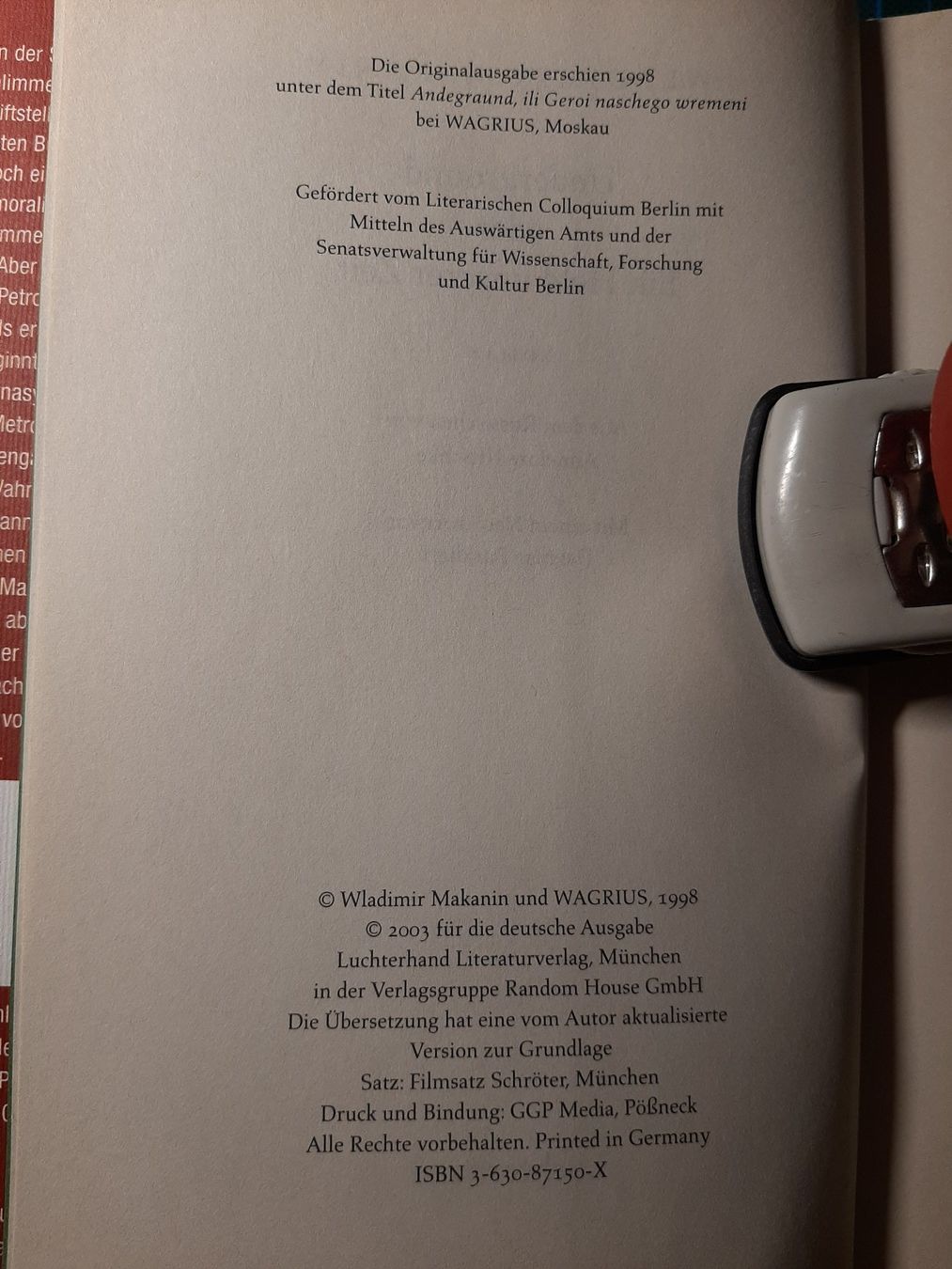 Libri: Wladimir Makanin: Underground oder Ein Held unserer Zeit – Usato da Basel venduto da kouki51 4