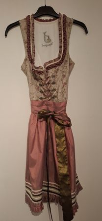 Dirndl Tracht altrosa grün mit geschnürtem Mieder Grösse 34
