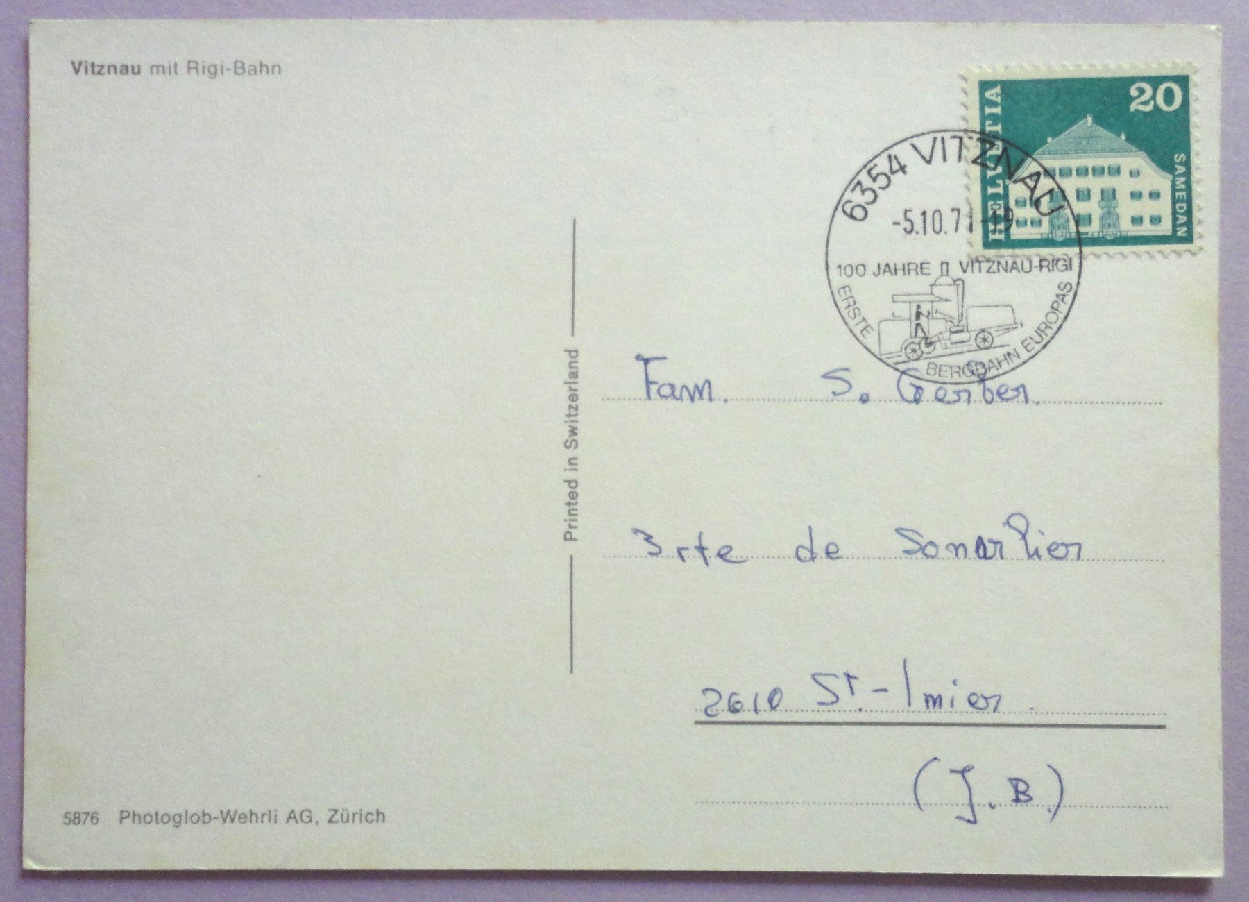 Cartoline postali: Vitznau mit Rigi-Bahn – Usato da Fétigny venduto da Billy2miny 1