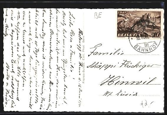 Cartoline postali: AK Haltenegg, Teilansicht mit Stockhorn – Usato da Berlin venduto da bartko-reher 1