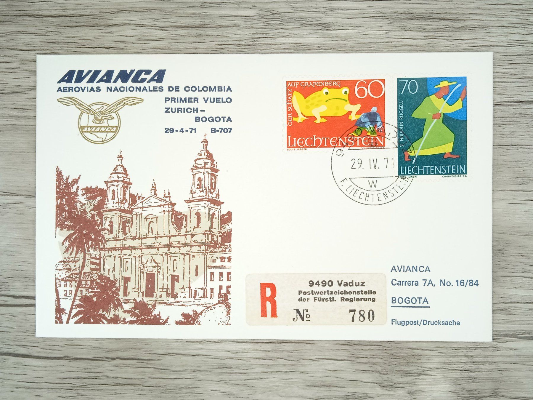 Tous les timbres: TR100 Enveloppe + Timbre Liechtenstein 1971 – D'occasion à Cousset par Patrick_Collections
