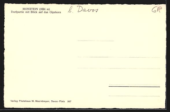 Cartoline postali: Monstein, Dorfpartie mit Blick auf das G – Usato da Berlin venduto da bartko-reher 1