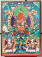 Quadro dipinto in acquarello del Buddha Amitabha