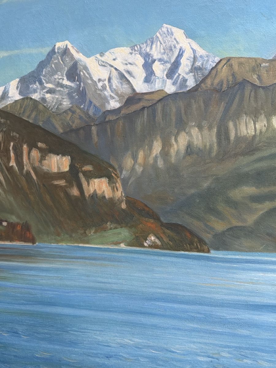 Gemälde: Gemälde, Berglandschaft mit See , 1948. – Gebraucht aus Biberist von Momo33 3