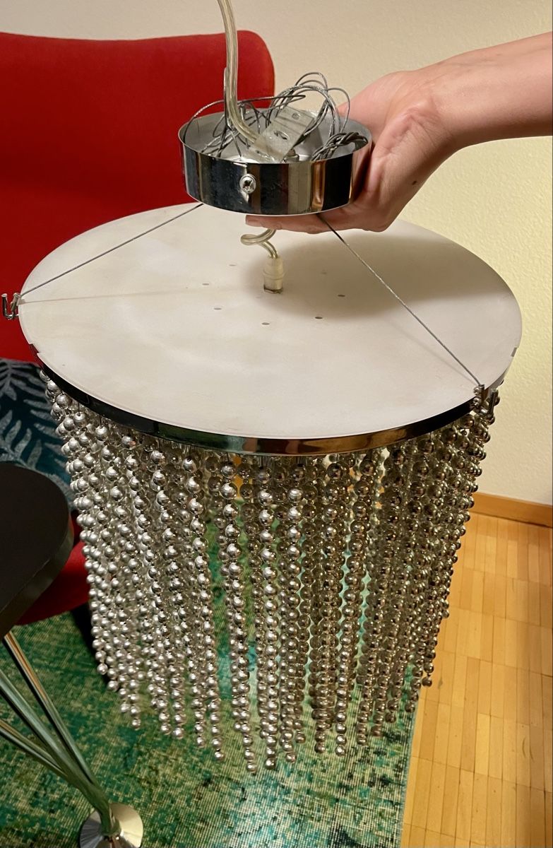 Lampadari & plafoniere: Deckenlampe mit Perlenvorhang, brauner Schirm, Stimmungsvoll – Usato da Zürich venduto da Popcorn-Vintage 2