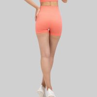 Sport Shorts Damen Seamless High Waist Yoga Korallen Rot L
