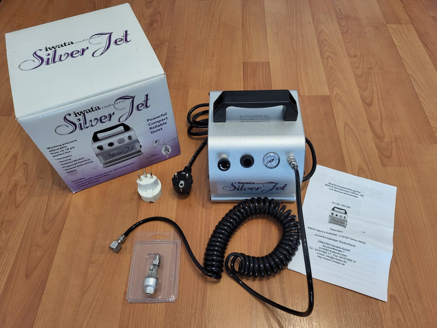 Tutti gli attrezzi: NEUER iwata studio Airbrush Kompressor - Silver Jet IS-50 – Nuovo e nell'imballaggio originale da Jonen venduto da Nabla31415 1