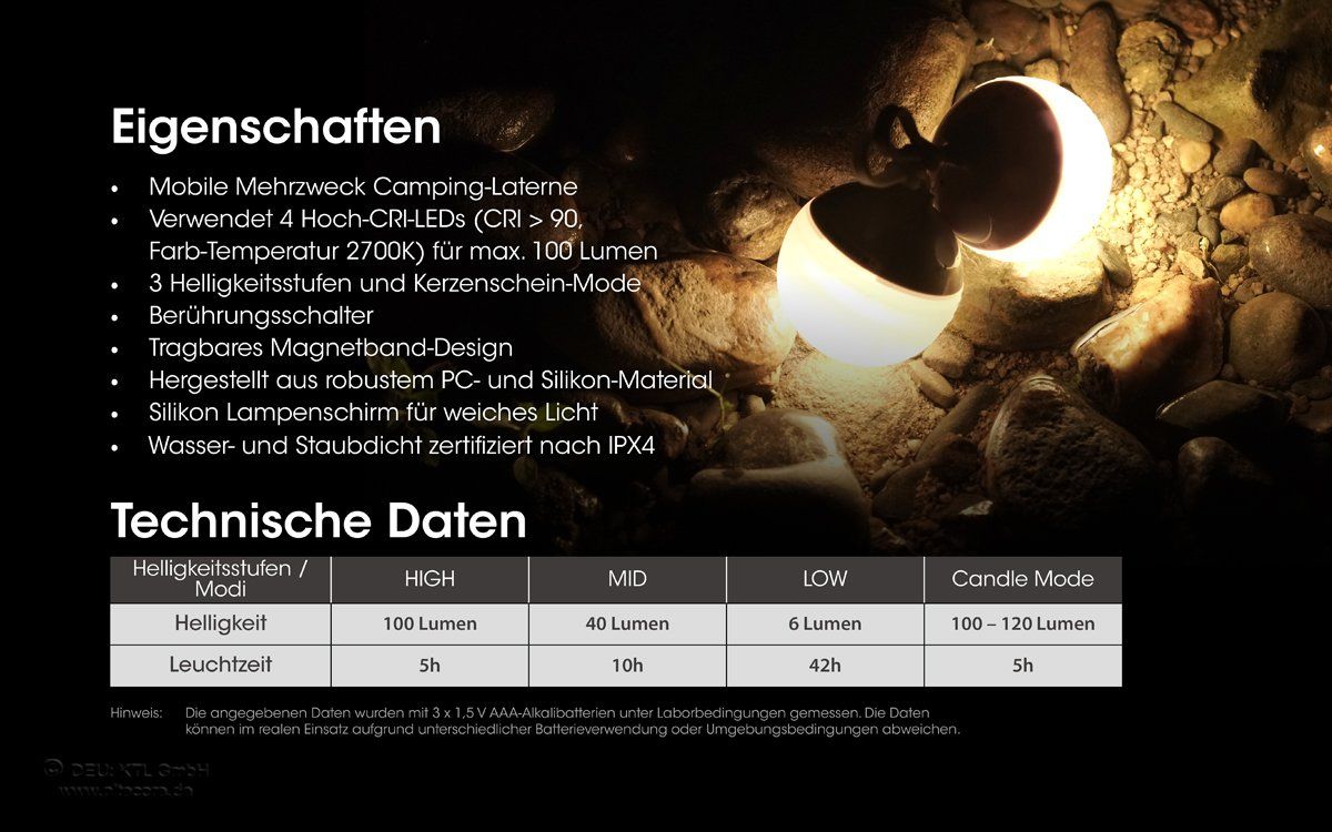 Lanterne: Nitecore Bubble, mobile Mehrzweck-Laterne in 5 Farben – Nuovo e nell'imballaggio originale da Grüningen venduto da Prolumin 9