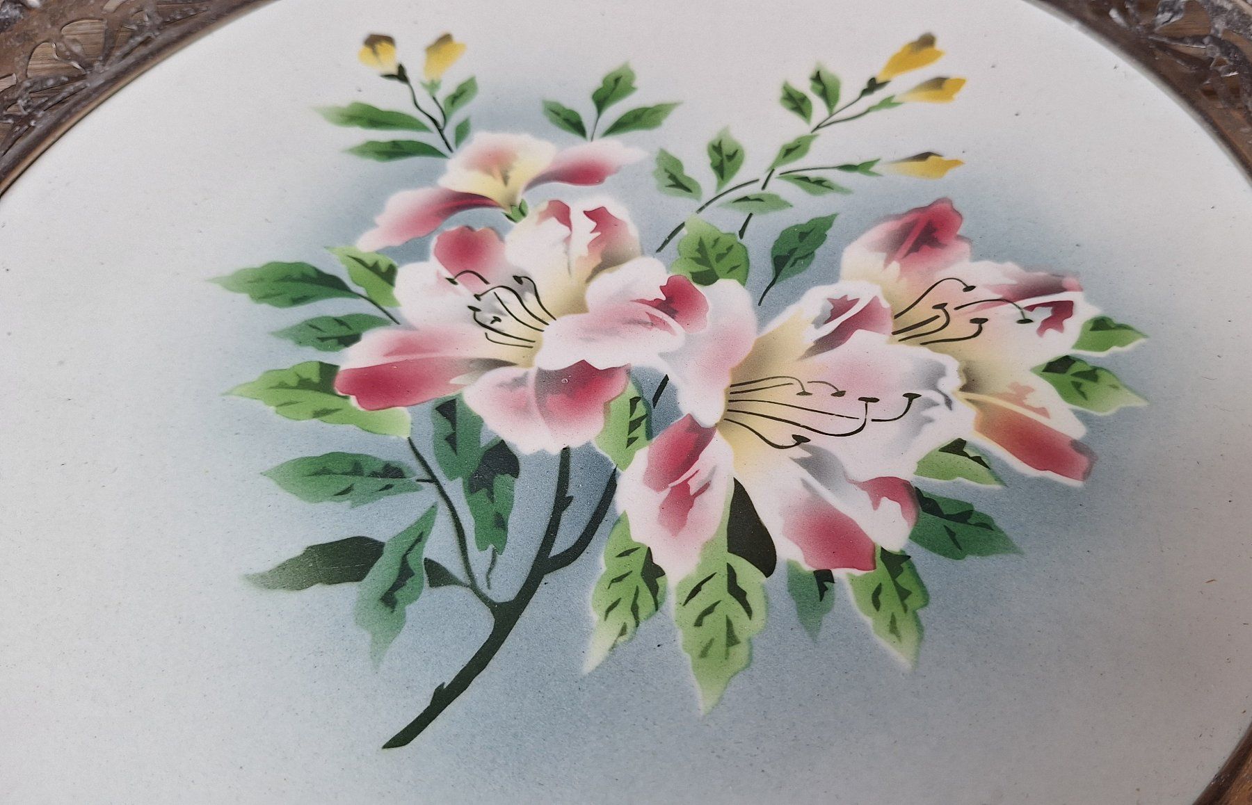 Piatti di portata: Antike keramik Tortenplatte mit Blumenmuster – Usato da Weinfelden venduto da JoeBaer 2