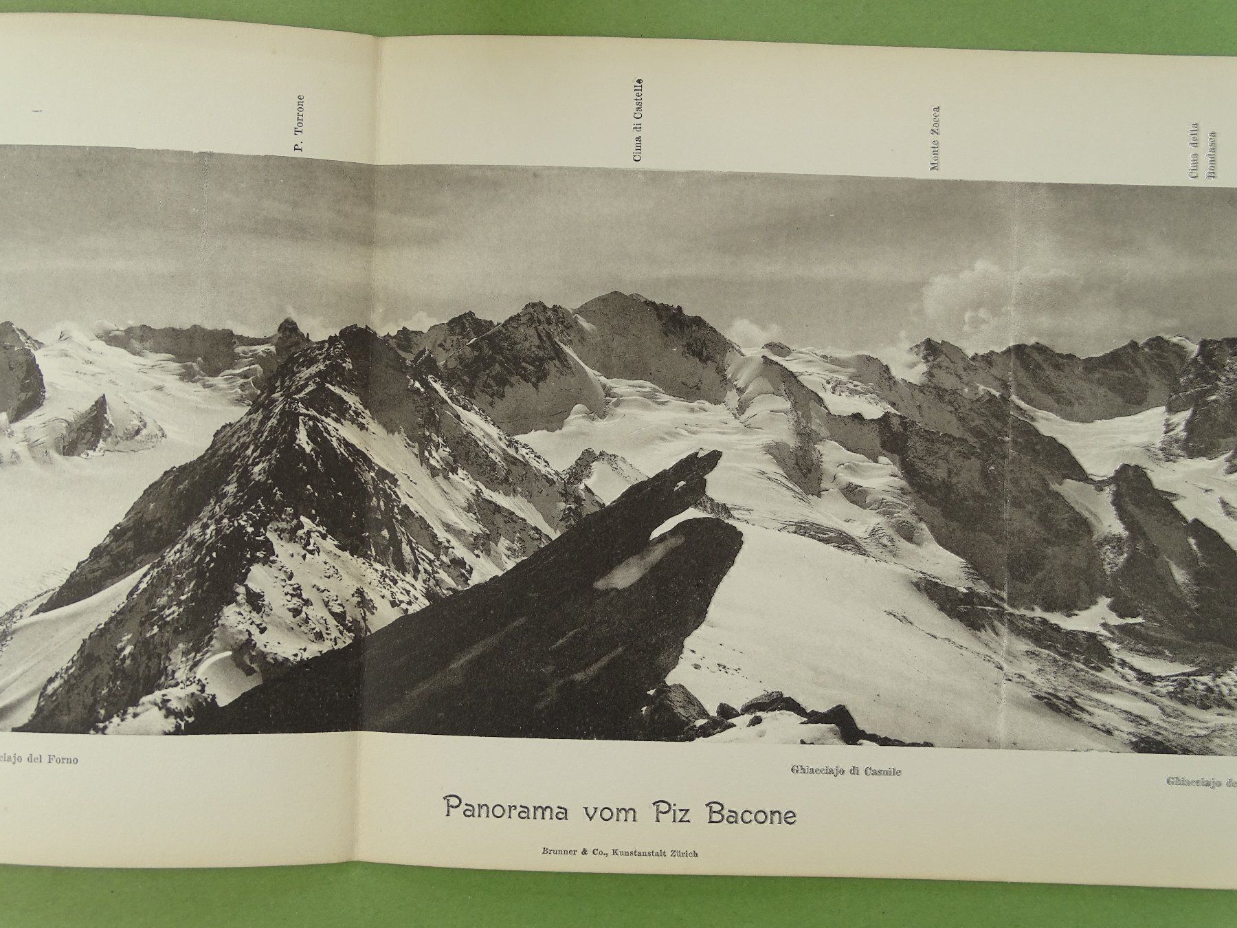 Cartine & Atlanti: PANORAMA VOM PIZ BACONE 1905 – Usato da Grüningen venduto da Kartensammler 1