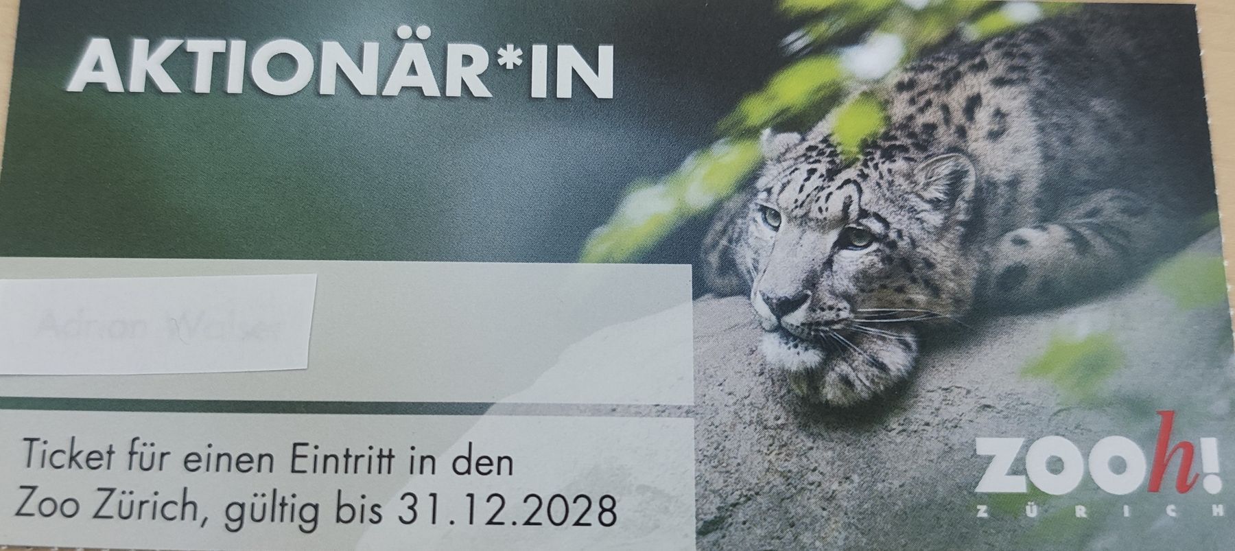 Biglietti: Zoo Zürich Eintrittskarten  – Nuovo e nell'imballaggio originale da Chur venduto da Adriwa