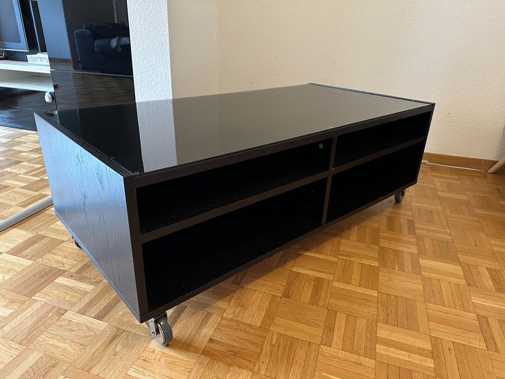 Table Basse Boksel Ikea avec plateau en verre, sur roulettes Kaufen