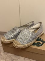 Damen Espadrilles Grösse 40 Silber Geflochten Wildleder