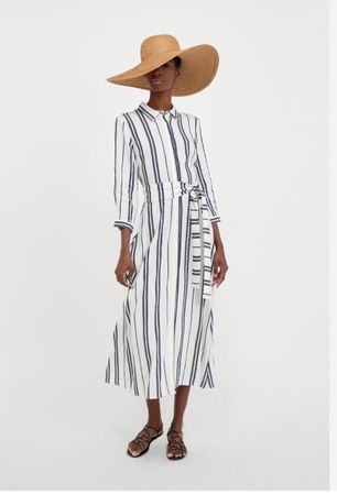 Zara gestreiftes Hemdblusenkleid Grösse M
