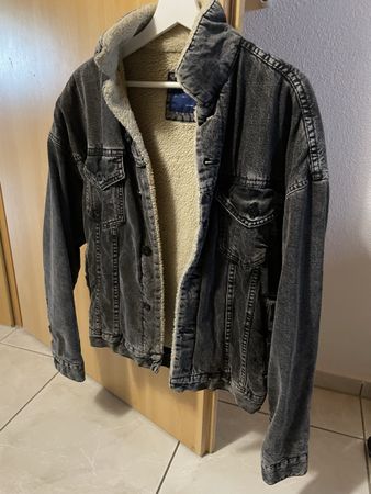 Jeansjacke gefüttert grau Vintage Look Grösse S