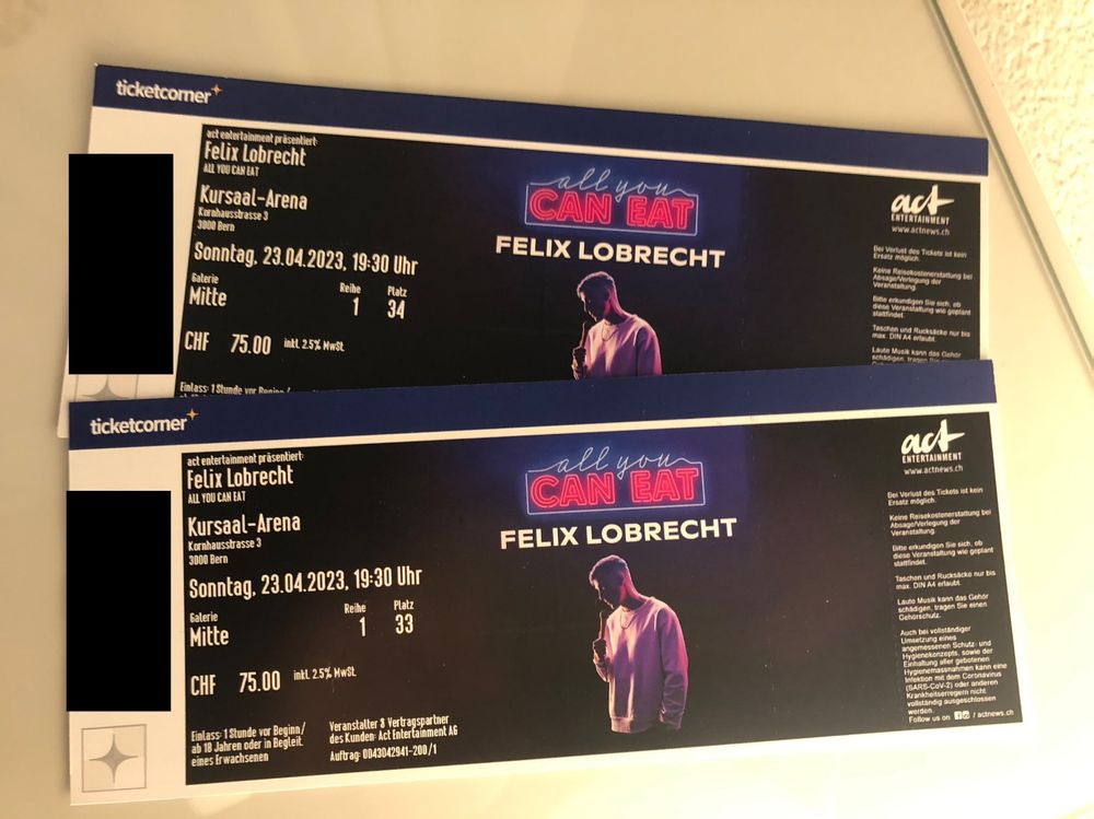 2x Felix Lobrecht Tickets Bern 1. Reihe Kaufen auf Ricardo