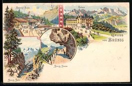 Litho Brünig, Hotel Kurhaus, Bahnhof-Bu