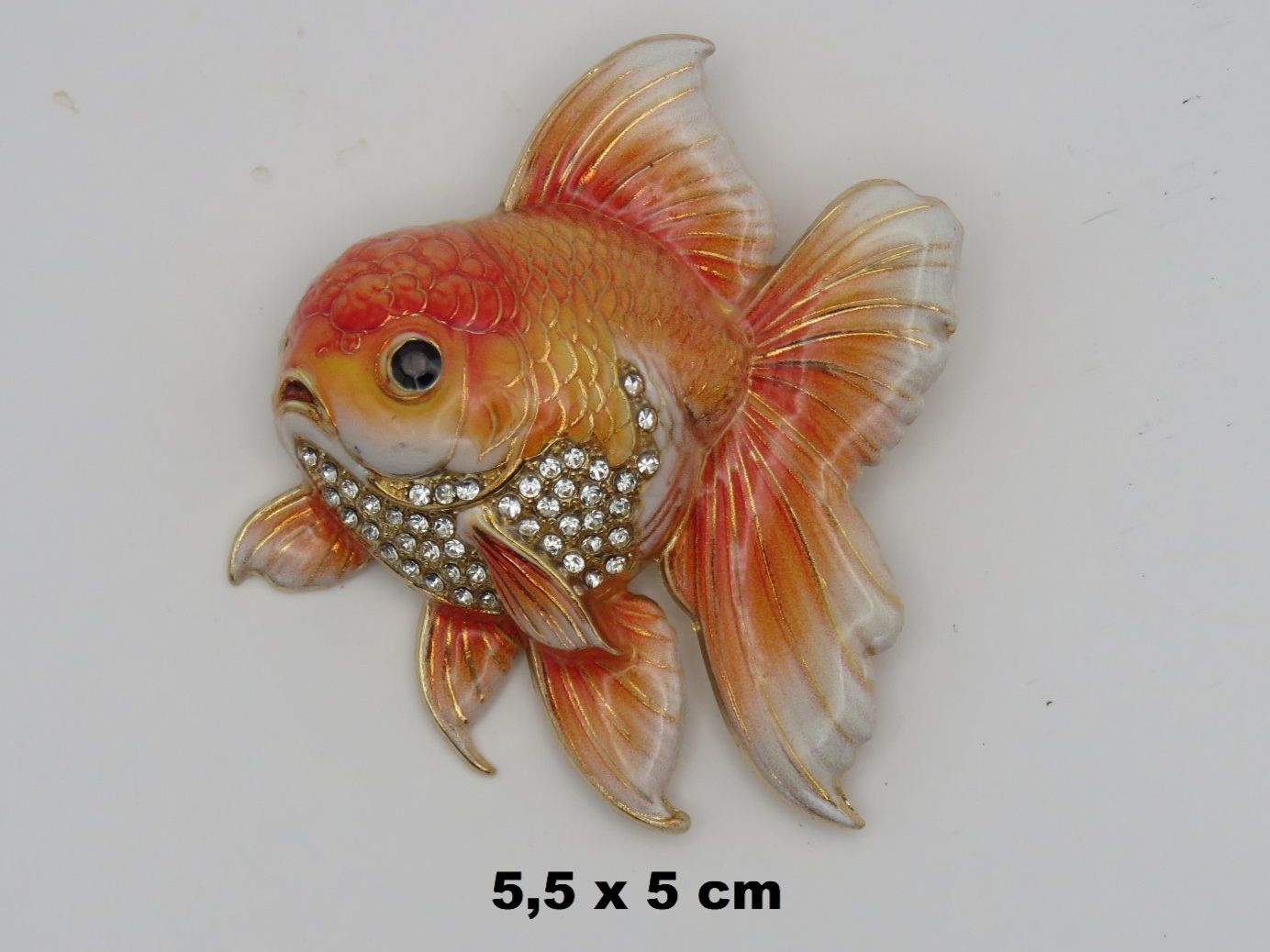 Broschen & Nadeln: Brosche - GOLDFISCH - Emailliert mit Strass - 5.5x5cm – Neu und originalverpackt aus Grenchen von Yamahwildstar16