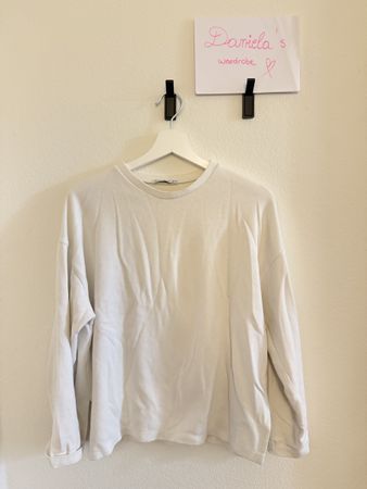 Stradivarius Ribbed Long Sleeve Shirt White Size S