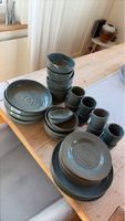 Geschirr Set Keramik grau grün