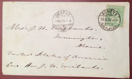 GENÈVE1878Brief>Farmington USA, #40, 1867 Sitzende Helvetia