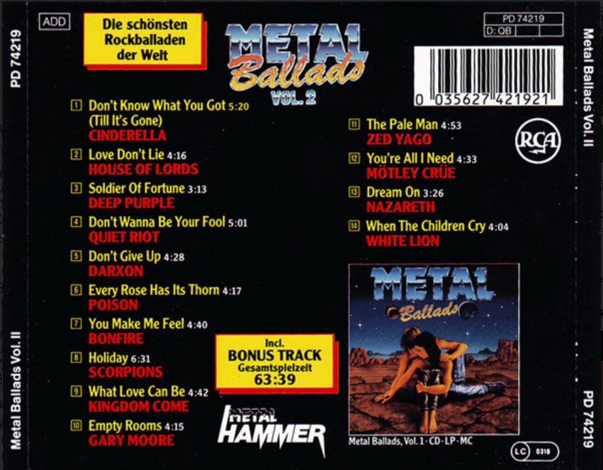 CD: Metal Ballads Vol. 2 – Usato da Brunnen venduto da Barfly5 1