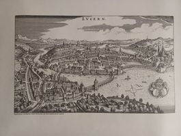 53 Jahre alterDruck (oder Stich) von Stadt Luzern anno 1642.