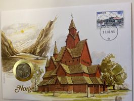 ENVELOPPE AVEC PIECE - NORVEGE - 1993 - MUNZ-BRIEFE