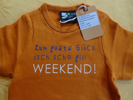 NEUER Body orange "Zum G. isch Weekend!" Gr. 86/92 - 260723