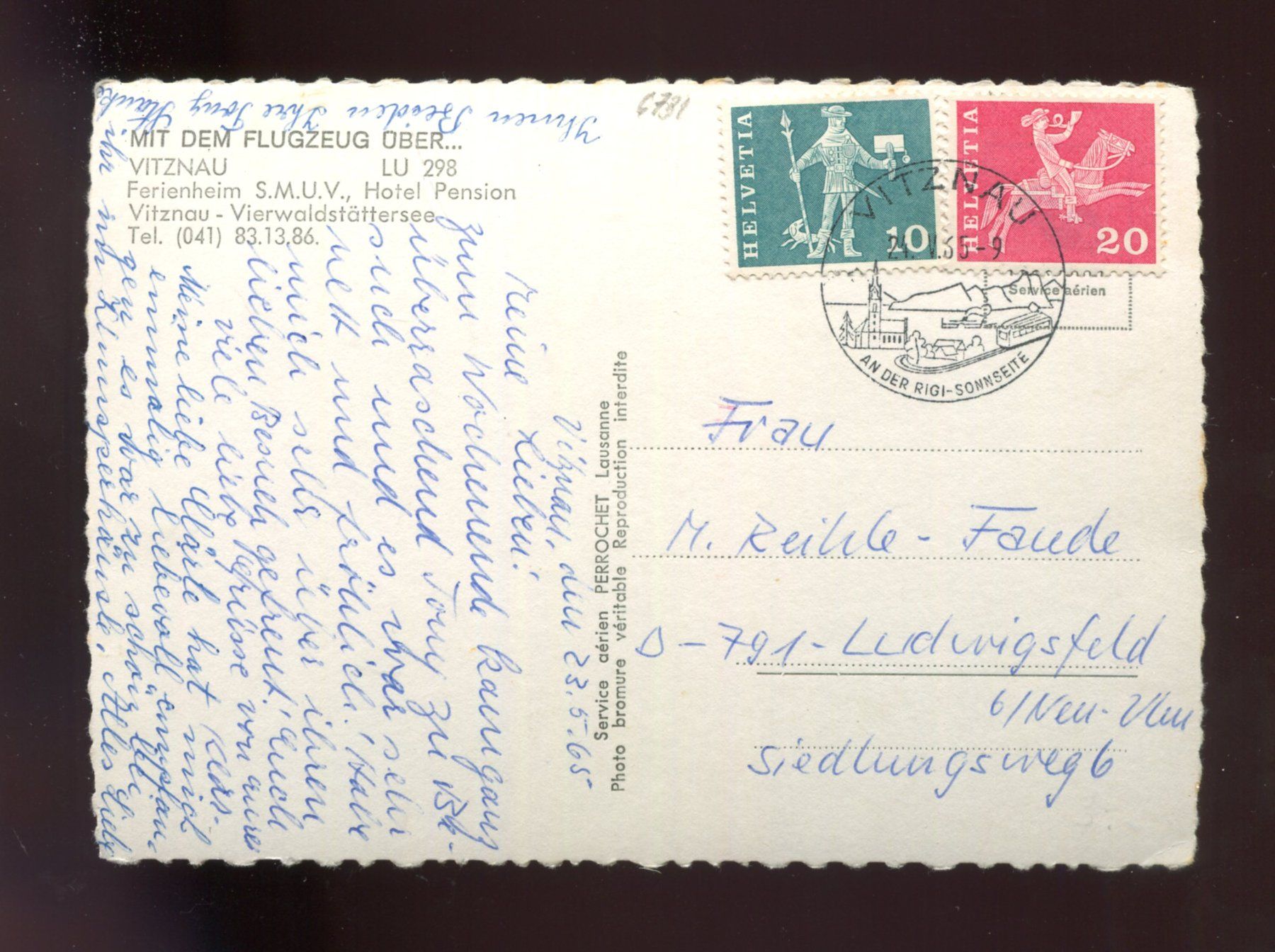 Cartoline postali: Vitznau, Mit dem Flugzeug über…. – Usato da Aarau venduto da Elmaar41 1
