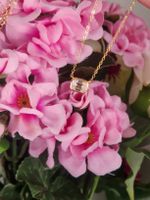 Goldene Halskette mit Smaragd Schliff Moissanit 925 Silber