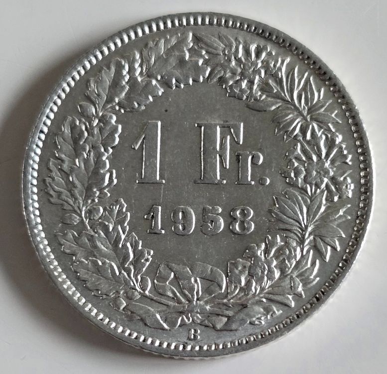 Schweizer 1 Fr. Münze, Jahrgang 1958, Top Zustand! (Gebraucht) in ...