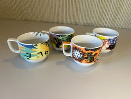 4 Bopla! Langenthal Kaffeetassen gebraucht bunt - Los 10