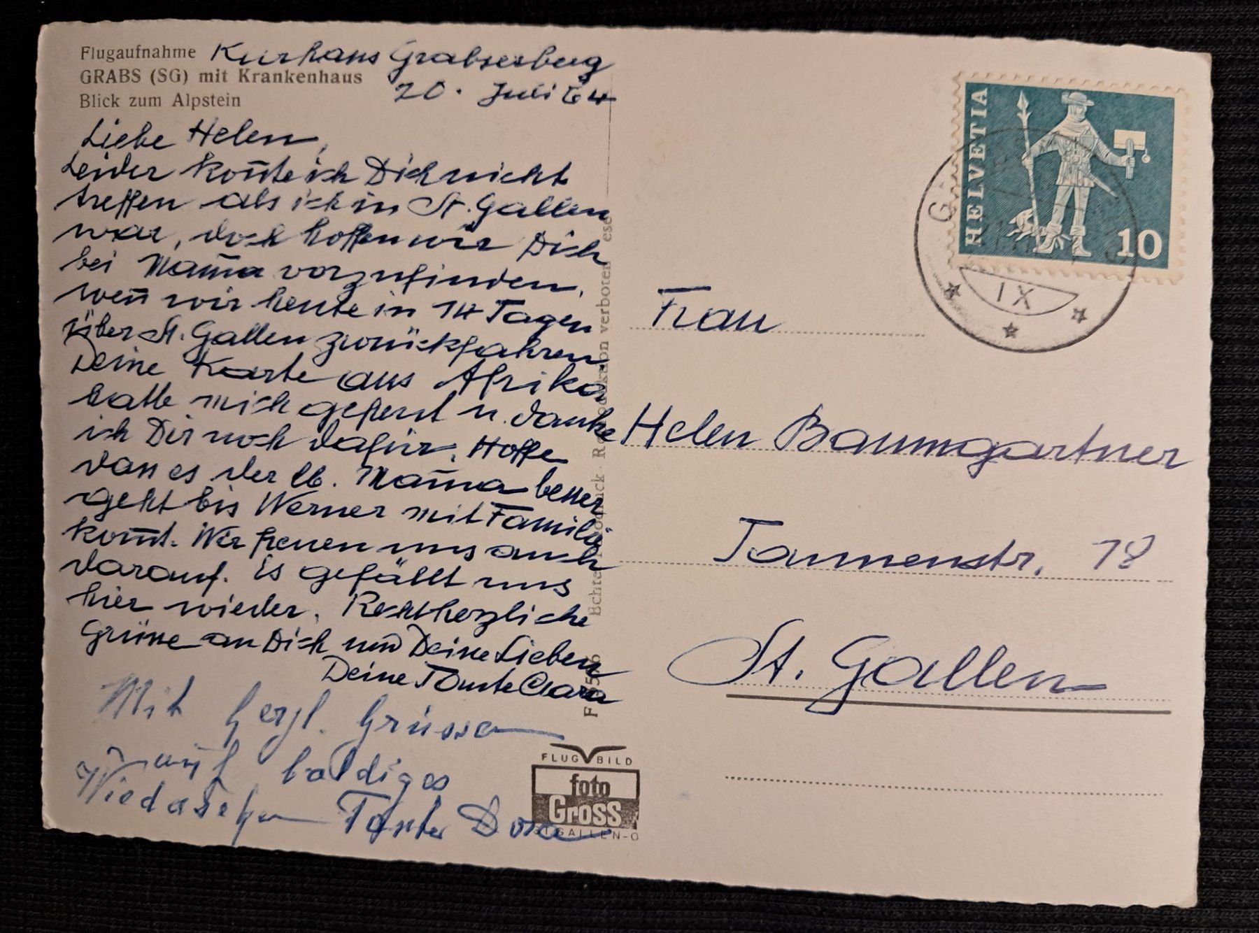 Cartoline postali: GRABS 1964 - FLUGAUFNAHME – Usato da Ponto Valentino venduto da giorgia06 1