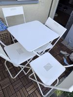 Gartentisch mit 4 Stühlen weiss faltbar  gebraucht weiss 