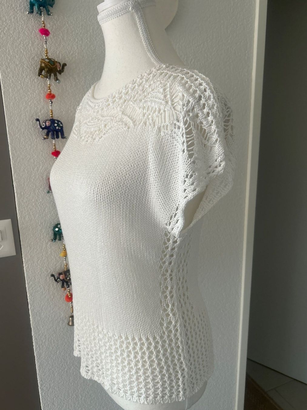 Maglioni & Felpe: Damen kurzarm Strickpulli weiss von Reel – Usato da Brunnen venduto da Nala2929 5